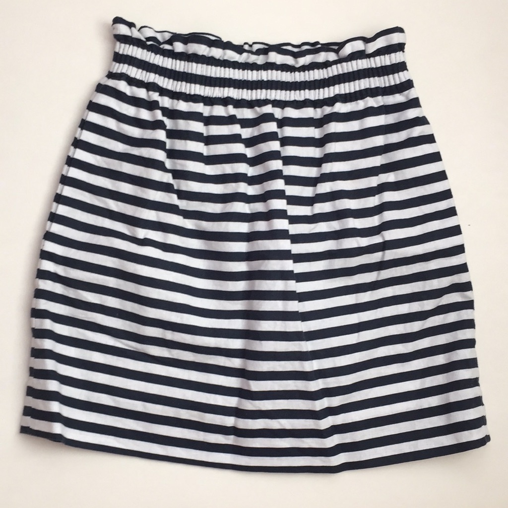 J. Crew Linen/Cotton Skirt, Fully Lined, Navy Blue & White, Like New - Sz 0
